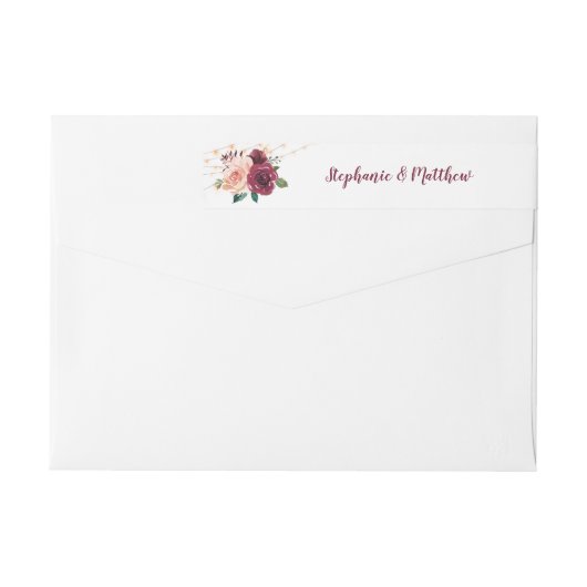 Blush Bourgondië Floral String Lights Bruiloft (Achterkant)