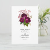 Blush Bourgondië Goud Shabby Bloem Bruiloft QR Cod Kaart (Staand voorkant)