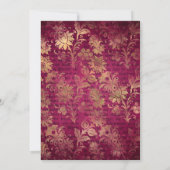Blush Bourgondië Goud Shabby Bloem Bruiloft QR Cod Kaart (Achterkant)