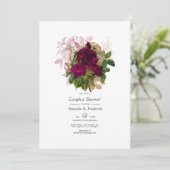 Blush Bourgondië Goud Shabby Bloemstuk Bruidspaar Kaart (Staand voorkant)