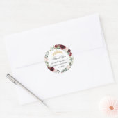Blush Bourgondië Quinceañera Bedankt voor uw aanda Ronde Sticker (Envelop)