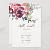 Blush Bourgondië Roos Flora Zitting Grafiek Tafel  Kaart (Voorkant / Achterkant)