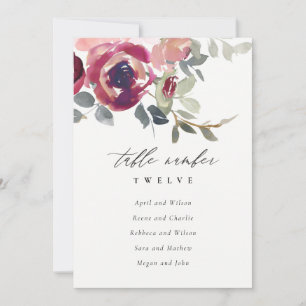 Blush Bourgondië Roos Flora Zitting Grafiek Tafel  Kaart