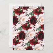 Blush Bourgondië Waterverf Flowers Afstuderen Aankondiging (Achterkant)