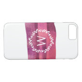 Blush & Bourgondië Waterverf Monogram Case-Mate iPhone Case (Achterkant (Horizontaal))