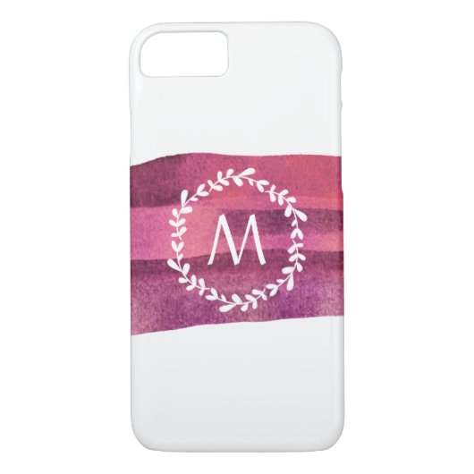 Blush & Bourgondië Waterverf Monogram Case-Mate iPhone Case (Achterkant)
