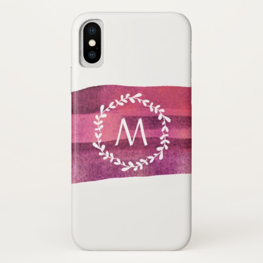 Blush & Bourgondië Waterverf Monogram Case-Mate iPhone Case (Achterkant)