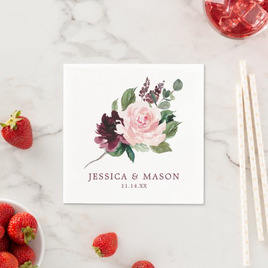 Blush Bourgondische bruiloft servet cocktail serve (Insitu)