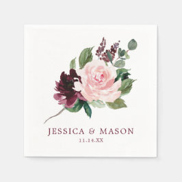 Blush Bourgondische bruiloft servet cocktail serve