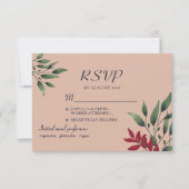 Blush Bourgondische herfstbruiloft RSVP Kaartje (Voorkant)