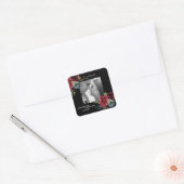 Blush Bourgundy Foto Floral Elegant Waterverf Squ Vierkante Sticker (Envelop)