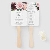 Blush Bourgundy Wedding Program Fan Handwaaier (Voorkant en achterkant)