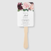 Blush Bourgundy Wedding Program Fan Handwaaier (Voorkant)