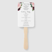 Blush Bourgundy Wedding Program Fan Handwaaier (Achterkant)