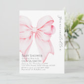 Blush Bow Baby shower Uitnodiging (Staand voorkant)