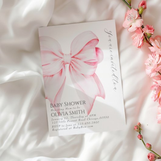 Blush Bow Baby shower Uitnodiging