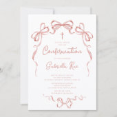 Blush Bow Confirmation Invitation Kaart (Voorkant)