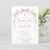 Blush Bow Confirmation Invitation Kaart (Staand voorkant)