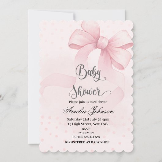 Blush & Bow Coquette Baby shower Kaart (Voorkant)