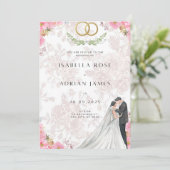 Blush Bow Coquette bruiloft uitnodiging (Staand voorkant)