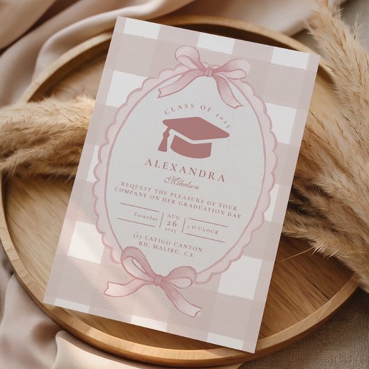 Blush Bow Elegant Graduation Kaart