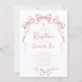 Blush Bow Girl Baptism Kaart (Voorkant)