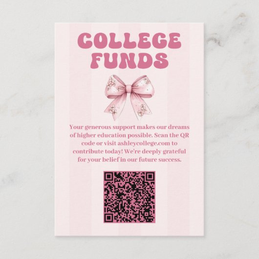 Blush Bow Graduation Party College fondsen Informatiekaartje (Voorkant)
