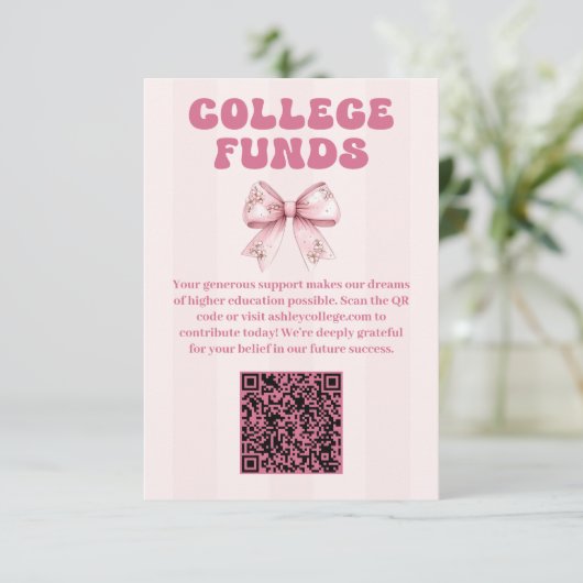 Blush Bow Graduation Party College fondsen Informatiekaartje (Staand voorkant)