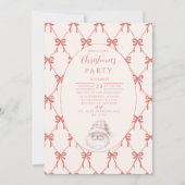 Blush Bow Santa Christmas Kaart (Voorkant)