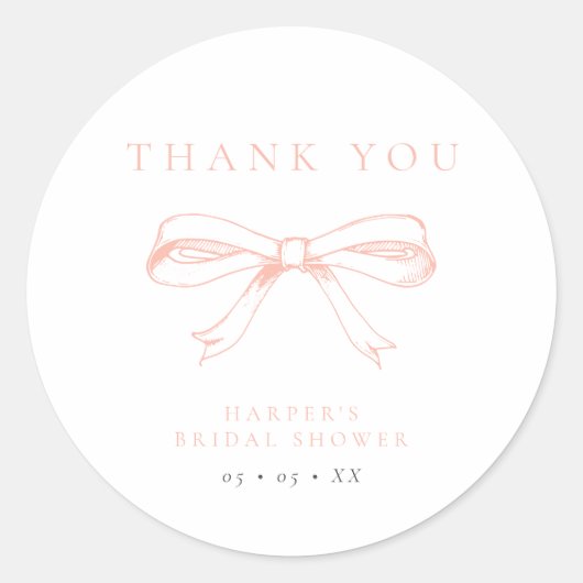  Blush Bow Vrijgezellenfeest dank u voor Ronde Sticker (Voorkant)