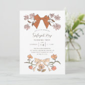 Blush Bows en Blossoms Girl Verjaardagsfeestje Kaart (Staand voorkant)