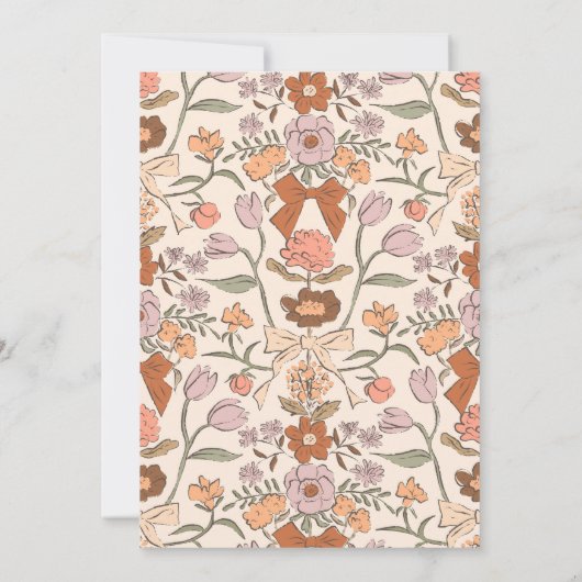 Blush Bows en Blossoms Girl Verjaardagsfeestje Kaart (Achterkant)