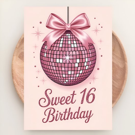 Blush & Bows Sweet Sixteen Birthday Kaart