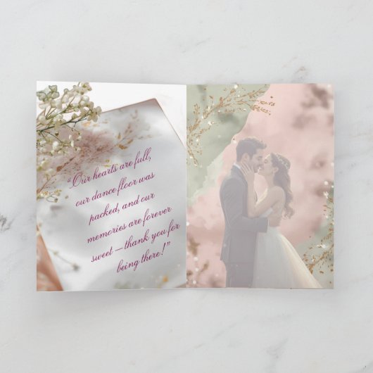 Blush & Breeze Modern Wedding Thank You Card Bedankkaart (Binnen)