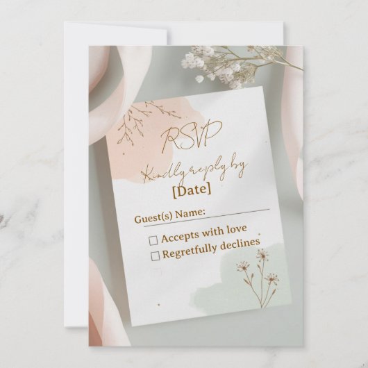 Blush & Breeze – Moderne Romantische RSVP Kaart (Voorkant)