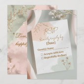 Blush & Breeze – Moderne Romantische RSVP Kaart (Voorkant / Achterkant)