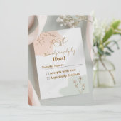 Blush & Breeze – moderne romantische RSVP-kaart (Staand voorkant)