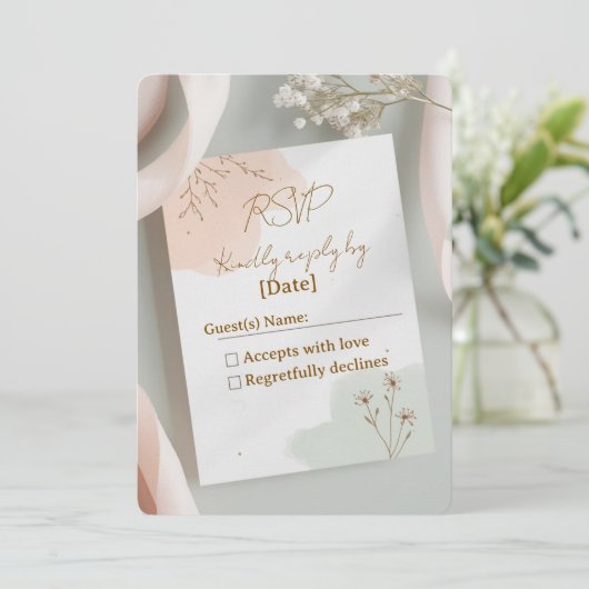 Blush & Breeze – moderne romantische RSVP-kaart (Staand voorkant)