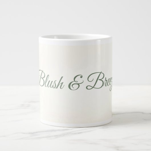Blush & Breeze Wedding Mug Design – Elegant Floral Grote Koffiekop (Voorkant)