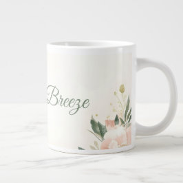 Blush & Breeze Wedding Mug Design – Elegant Floral Grote Koffiekop