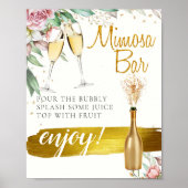Blush Bridal Brunch Mimosa Bar Sign Poster (Voorkant)