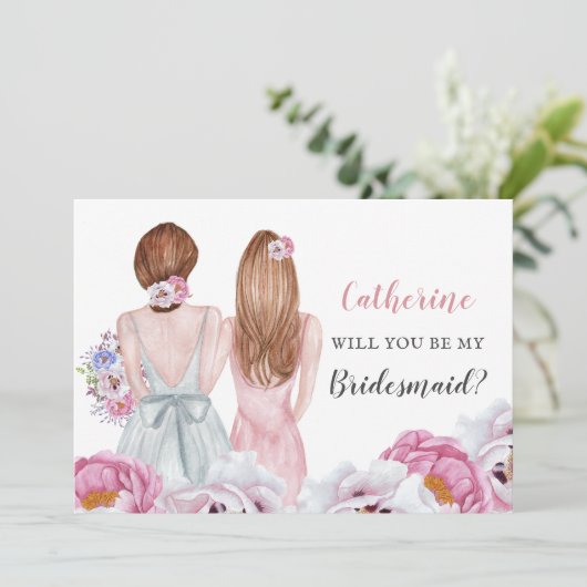Blush Bride beste vriend van mij Kaart (Staand voorkant)