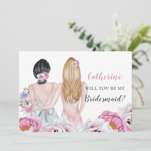 Blush Bride beste vriend van mij Kaart (Staand voorkant)
