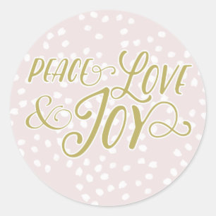 Blush & Bronze Peace Love Joy   Vakantiestickers Ronde Sticker