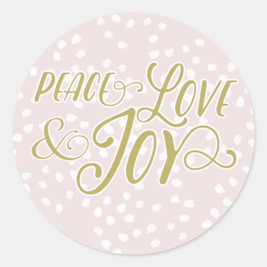 Blush & Bronze Peace Love Joy | Vakantiestickers Ronde Sticker (Voorkant)