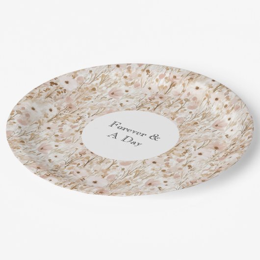 Blush Brown Bloemen Huwelijk Papieren Bordje (Gekanteld)