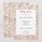  Blush Brown Floral Baby shower Kaart (Voorkant / Achterkant)