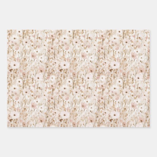  Blush Brown Floral Vrijgezellenfeest Inpakpapier Vel (Voorkant 3)