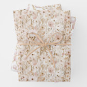  Blush Brown Floral Vrijgezellenfeest Inpakpapier Vel (In situ)