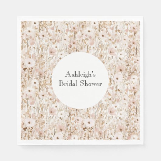  Blush Brown Floral Vrijgezellenfeest Servet (Voorkant)